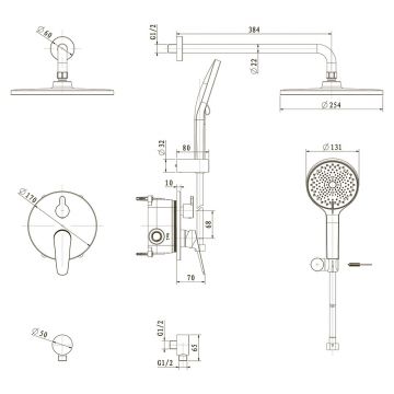 Встраиваемая душевая система Veconi (Векони) TEORA, графит брашинг TE-500-GR-C4