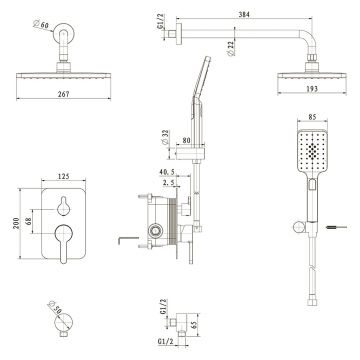 Встраиваемая душевая система Veconi (Векони) VERONA, черный матовый VE-510-B-C4