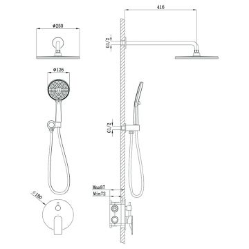 Встраиваемая душевая система Veconi (Векони) LICATA, черный матовый LI-400-B-C4