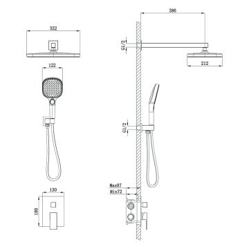 Встраиваемая душевая система Veconi (Векони) AVELLA, черный матовый AV-410-B-C4