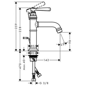 Смеситель Axor (Аксор) Montreux для раковины 100, однорычажный, с донным клапаном, цвет: хром 16515000