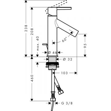 Смеситель для раковины Axor (Аксор) Starck100, однорычажный, со сливным гарнитуром 10001000 хром