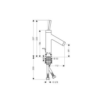 Смеситель для раковины AXOR (АКСОР) Starck 90, однорычажный, со сливным гарнитуром, 10111930 полированная латунь