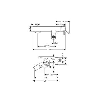 Смеситель для ванны Axor (Аксор) Starck, однорычажный, внешнего монтажа, с круглой рычаговой рукоят 10411000 хром