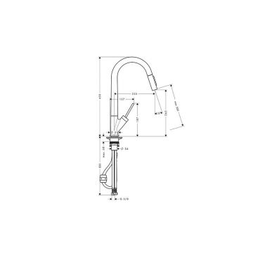 Смеситель для кухни Axor (Аксор) Starck, однорычажный, с выдвижным душем, ½ 10821000 хром