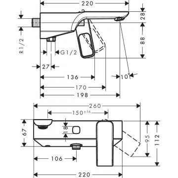 Смеситель для ванны Axor (Аксор) Urquiola, однорычажный 11420000 хром
