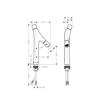 Смеситель для раковины Axor (Аксор) Starck Organic в форме таза, с двумя рукоятками, без донного клапана 12012000 хром