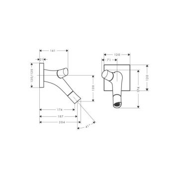 Смеситель для раковины Axor (Аксор) Starck Organic, с двумя рукоятками, для настенного монтажа, ½’ 12015000 хром