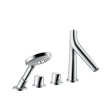 Смеситель на борт ванны Axor (Аксор) Starck Organic, на 4 отверстия, с термостатом, ½’ (скрытая часть нужна 15482180) 12425000 хром