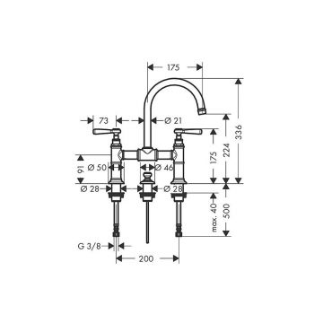 Смеситель для раковины Axor (Аксор) Montreux, с двумя рукоятками 16511950 шлифованная медь