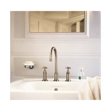 Смеситель для раковины Axor (Аксор) Montreux, на 3 отверстия, со сливным гарнитуром, 16513820 шлифованный никель