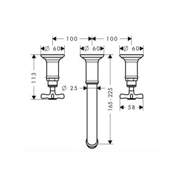 Смеситель для раковины Axor (Аксор) Montreux на 3 отверстия, скрытого монтажа, 16532340 шлифованный черный хром
