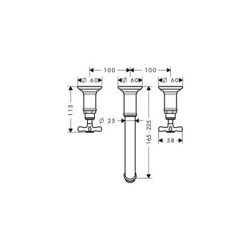 Смеситель для раковины Axor (Аксор) Montreux, на 3 отверстия, 16532820 Шлифованный никель