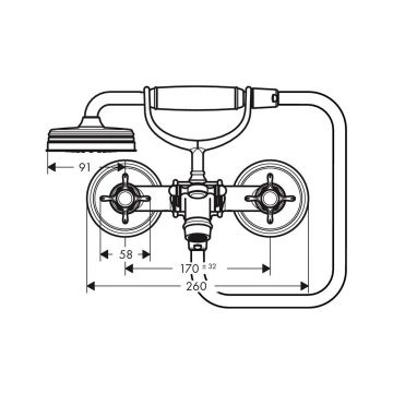 Смеситель для ванны Axor (Аксор) Montreux, с двумя рукоятками, 16540990 Полированное золото