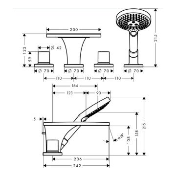 Смеситель для ванны Axor (Аксор) Massaud 18453000 хром