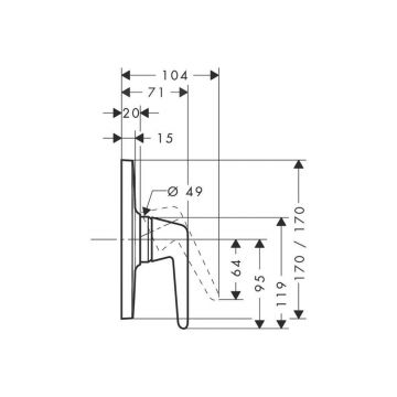 Смеситель для душа Axor (Аксор) Bouroullec, однорычажный, 19621000 хром