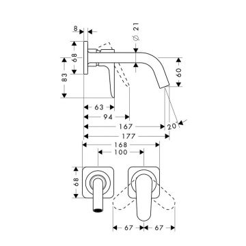 Смеситель для раковины Axor (Аксор) Citterio M, однорычажный, с незапираемым сливным набором, 34113000 хром