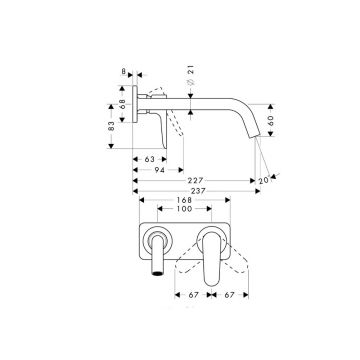 Смеситель для раковины Axor (Аксор) Citterio M, однорычажный, настенный, 34115250 полированное золото