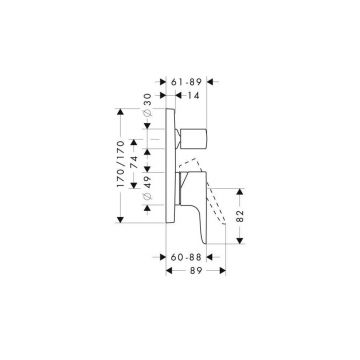 Смеситель для ванны Axor (Аксор) Citterio M, однорычажный, скрытого монтажа, 34427000 хром
