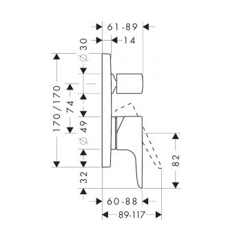 Смеситель для ванны Axor (Аксор) Citterio M, однорычажный, скрытого монтажа, 34427330 матовый черный хром