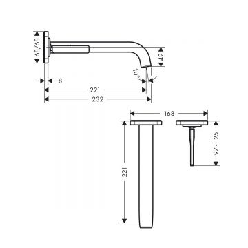 Смеситель для умывальника Axor (Аксор) Citterio E, однорычажный для скрытого монтажа, настенный, 36106000 хром