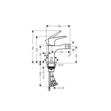 Смеситель для биде Axor (Аксор) Citterio E, однорычажный, с рычаговой рукояткой и сливным гарнитуром, 36121300 полированное красное золото