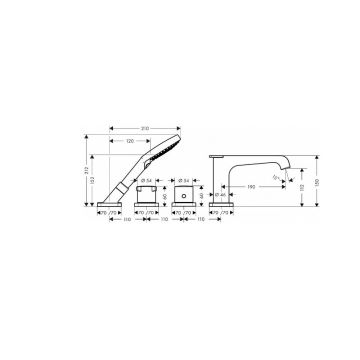 Смеситель на борт ванны Axor (Аксор) Citterio E, на 4 отверстия, с термостатом, 36411300 красное золото