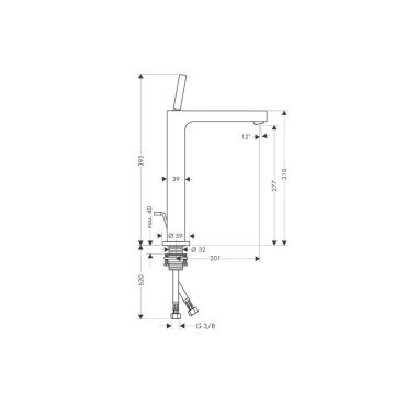 Смеситель для раковины Axor (Аксор) Citterio в форме таза, однорычажный, 39020000 хром