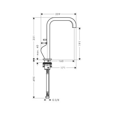 Смеситель для раковины Axor (Аксор) Citterio, однорычный, с высоким изливом и сливным гарнитуром 39034000 хром