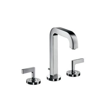 Смеситель для раковины Axor (Аксор) Citterio, на 3 отверстия, с рычаговыми рукоятками и розетками, со сливным гарнитуром, 39135000 хром