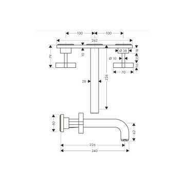 Смеситель для раковины Axor (Аксор) Citterio, на 3 отверстия, насенный, (нужна СЧ 10303180), 39144000 хром