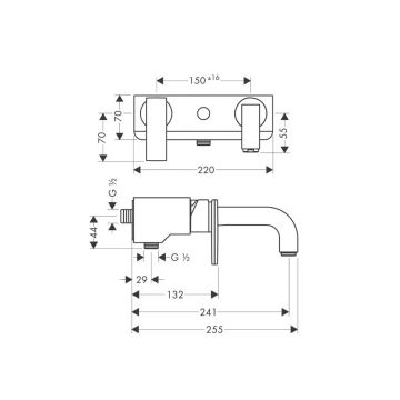 Смеситель для ванны Axor (Аксор) Citterio, однорычажный, 39400000 хром
