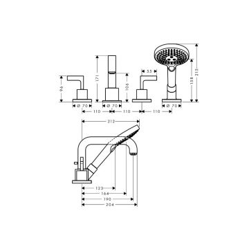 Смеситель на край ванны Axor (Аксор) Citterio, на 4 отверстия, 39446000 хром