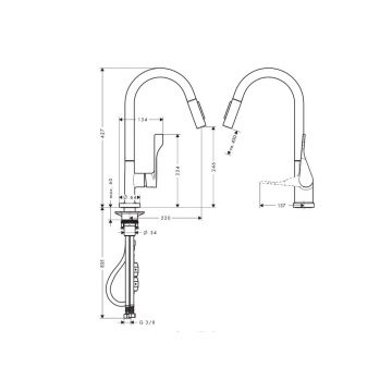 Смеситель для кухни Axor (Аксор) Citterio, однорычажный, с выдвижным душем, 39835000 хром