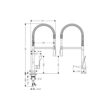 Смеситель для кухни Axor (Аксор) Citterio, однорычажный, 230, Semi-Pro, 39840000 хром