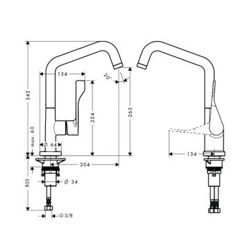 Смеситель для кухни Axor (Аксор) Citterio, однорычажный, 39850800 нержавеющая сталь