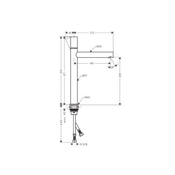 Смеситель для раковины Axor (Аксор) Uno, однорычажный, с рукояткой zero, с незапираемым сливным набором 45004000 хром