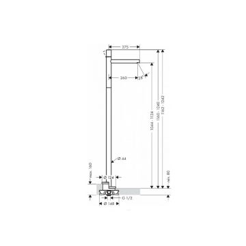 Смеситель для раковины Axor (Аксор) Uno, однорычажный, напольный, с рукояткой zero, 45037250 шлифованное золото