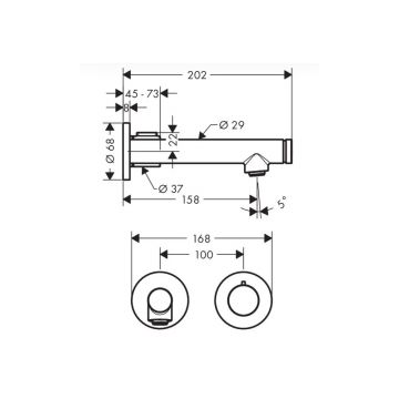 Смеситель для раковины Axor (Аксор) Uno, настенный 45112000 хром
