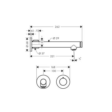Смеситель для раковины Axor (Аксор) Uno Select, настенный монтаж, 220 мм, 45113300 полированное красное золото