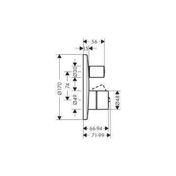 Смеситель для ванны Axor (Аксор) Uno, однорычажный, скрытого монтажа, с рукояткой zero, 45405330 полированный черный хром