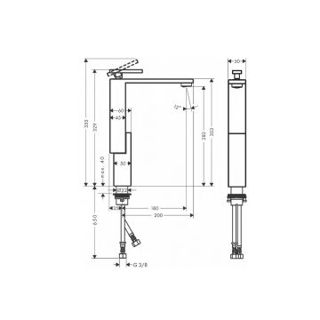 Смеситель для раковины Axor (Аксор) Edge, однорычажный, 280 со сливным набором push-open, 46030000 хром