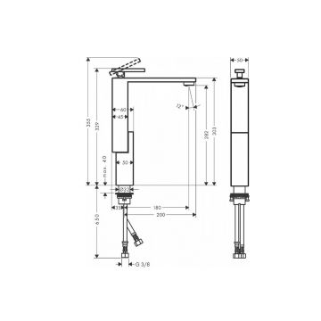 Смеситель для раковины Axor (Аксор) Edge, 280, однорычажный, со сливным клапаном push-open - diamond 46031000 хром