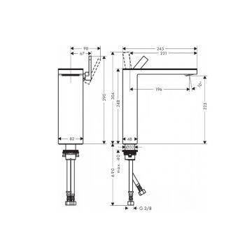 Смеситель для раковины Axor (Аксор) MyEdition, однорычажный, 230, со сливным клапаном Push-Open, 47020000 хром