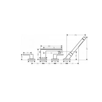 Смеситель на борт ванны Axor (Аксор) MyEdition, без панели, 47432990 полированное золото