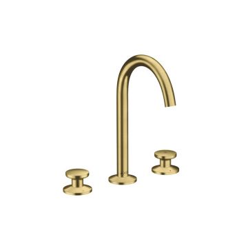 Смеситель для раковины Axor One Select на 3 отверстия со сливным гарнитуром push-open, 48070950 шлифовання медь