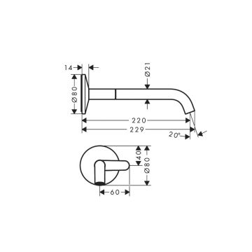 Смеситель для раковины Axor (Аксор) Uno, с высотой излива 165мм SELECT с незапиранием сливным набором настенный монтаж и для скрытого монтажа, 48112000 хром