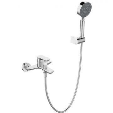 Смеситель для ванны и душа BelBagno (Бельбагно) Etna в комплекте с ручным душем, шлангом и держателем, хром ANCONA-VAS/DFS-CRM