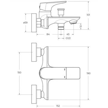 Смеситель для ванны и душа BelBagno (Бельбагно)Marino в комплекте с ручным душем, шлангом и держателем, хром MARINO-VASM-CRM
