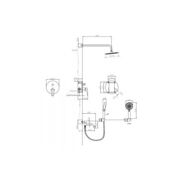 Душевой комплект BelBagno (Бельбагно) Ancona встраиваемый с изливом (смеситель встраиваемый, верхний душ, ручной душ со шлангом и держателем) хром, ANCONA-VDSET-CRM